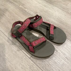 Teva Original Universal Pink Brown Womens Sandal Slip-On